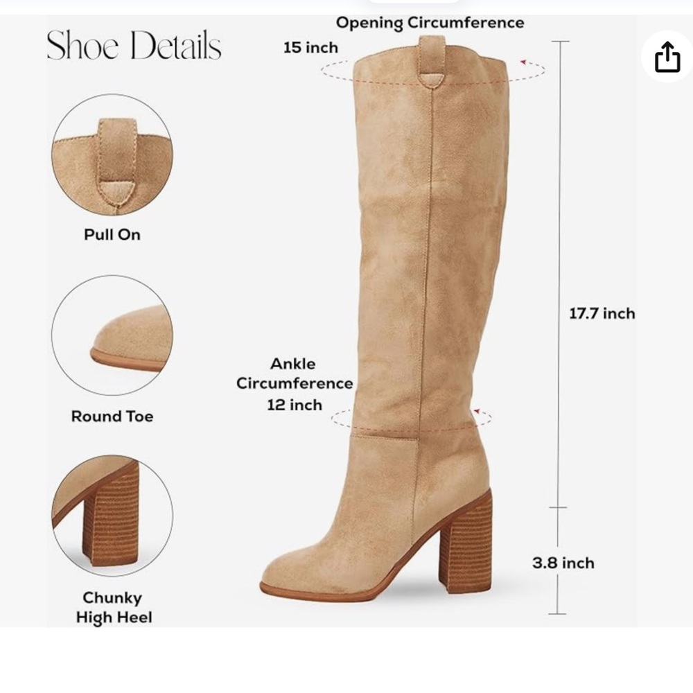 Suede Over-The-Knee Block Heel Boots in Taupe - Picture 3 of 5